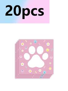 10pcs Yellow Dog Paw Small Flower Cute Theme Party Supplies, Paper Plates, Paper Cups, Tissue Cloths, Tablecloths, Banners, Birthday Party Supplies, Camping And Travel Essential Supplies - Multicolor - View 6