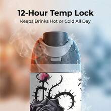 [Local Warehouse] 1 Pc 24oz Insulated Stainless Steel Water Bottle, Vintage Stack Of Books Art With Thorny Roses, Emo Dark Academia Style For Readers, Artistic Floral Graphic Drinkware For Women, Unique Valentines Day Gifts. - 1PC - 查看 4