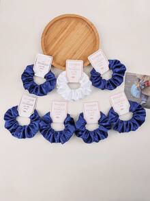 7个装缎面发圈，香槟色/白色，百搭甜美发绳，适合婚礼、单身派对、伴娘礼物、女士礼物 - 彩色 - 查看 10