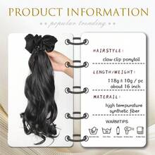 16 Inch Women's Wavy Synthetic Ponytail Clip-On Hair Extension With Headband Design - Multicolor - View 4