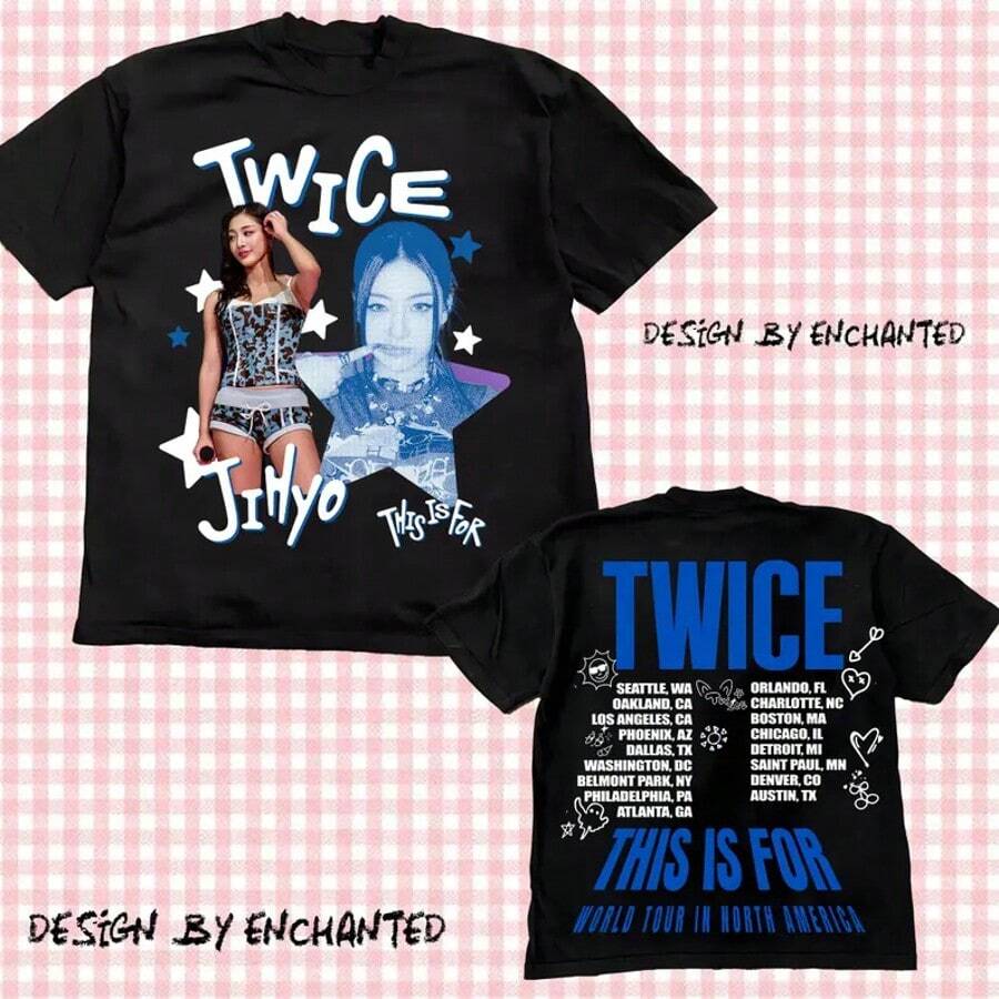 Twice This Is For World Tour Part 2 T-Shirt, Four Twice Shirt, Twice Ready To Be Tour, Twice Jihyo World Tour Shirt, Twice Kpop Shirt - 黑色 - 查看 1