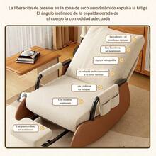 Silla Mecedora Moderno Diseño Ergonómico Con Ajustable Respaldo - Ideal Para Sala Y Recámara - Beis - Ver 5