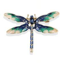 1pc Handmade Crystal Rhinestone Alloy Enamel Drip Oil Dragonfly Insect Brooch - Brooch - View 3