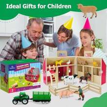 SIMPLIPLAY Farm Animal Toys With Portable Wooden Barn For Kids 3+ Years Old, 10 PCS Farm Animals Figures For Boys, Girls, Animal Lovers, Gift For Kids Toddlers, Improve Fine Motor Skills(Large) - Multicolor - View 8