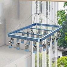 1pc Sock Drying Rack, Clothes Hanger With Multiple Clips, Multi-Functional For Drying Socks, Underwear, Laundry On Balcony - Multicolor - View 5