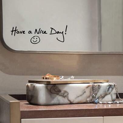 1pc Positive Affirmation Sticker"Have A Nice Day!" Smiling Face Vinyl Decal - Perfect For Bathroom Mirror, Dressing Mirror, Door, Window & Wall