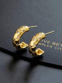 1 Pair Fashionable & Elegant Fully Rhinestone Football Pattern 925 Sterling Silver Stud Earrings, Gift Jewelry For Women Party Events - Earrings - View 2