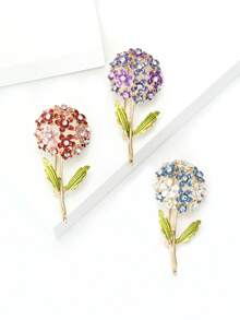 1 件金属花胸针，带彩色水钻装饰，女士发夹，适合情人节日常佩戴 - 花 - 查看 7