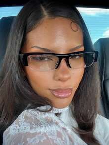 1pc Rectangular Half-Frame Fashion Eyeglasses, Transparent Eyeglass Frame, Thick Frame Glasses, Retro Versatile Casual Women Glasses, Transparent Eyewear, Suitable For Daily Wear, Street Style, Vacation, Autumn/Winter Matching. - Multicolor - View 3