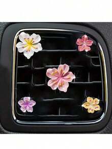 Set Of 5 Fresh Peach Blossom Decorative Car Air Vent Hanging Car Air Freshener - 5 màu hỗn hợp - Xem 3