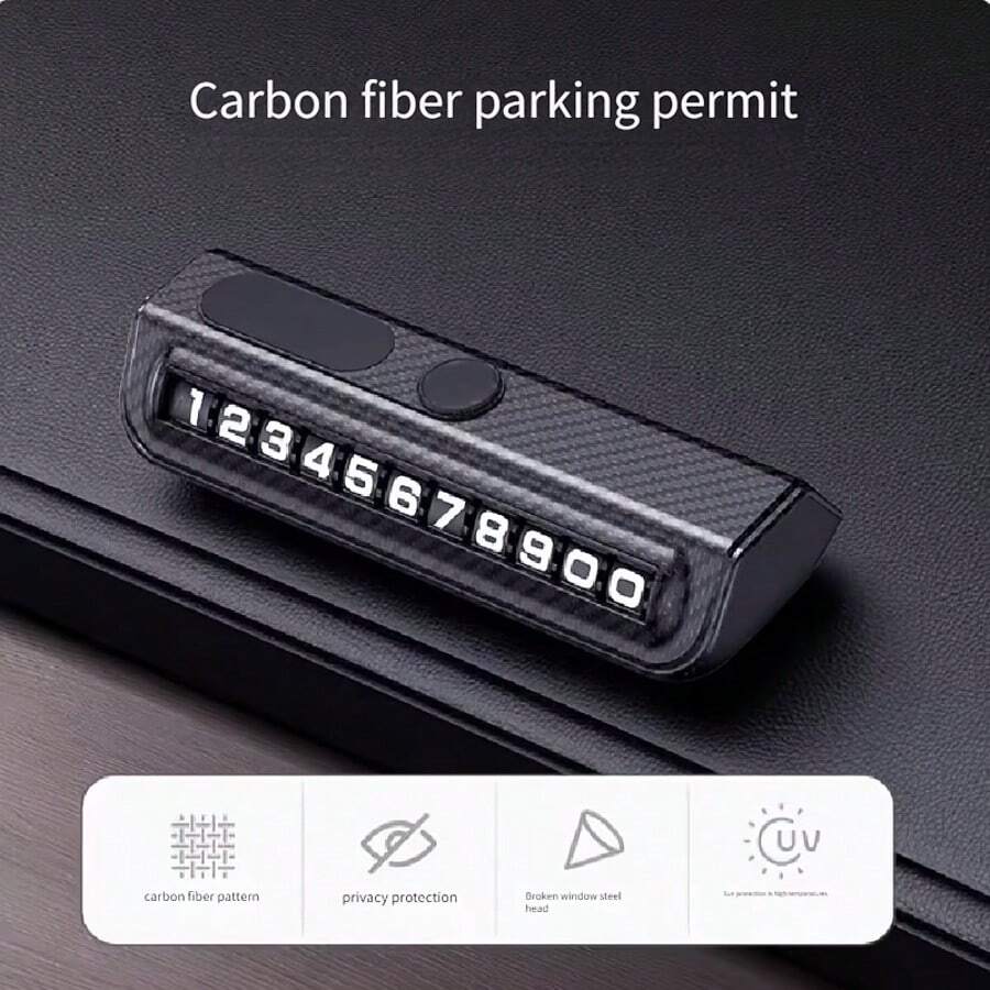 1pc Temporary Car Mobile Phone Number Plate, Interior Decor, Parking Number Plate, High-End Creative Number Protector - A - View 1