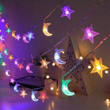 1串3/6/10米/20/40/80颗LED星月灯串，USB供电，适用于卧室、客厅、派对、婚礼、家居、节日派对用品、派对装饰、节日装饰 - USB星月 - 查看 1
