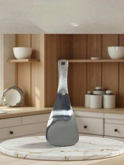 1pc/2pcs Stainless Steel Thick Square Head Rice Paddle, Hammered Texture Rice Spoon, Non-Stick Kitchen Cooking Serving Spoon For Home, Cafeteria, Restaurant