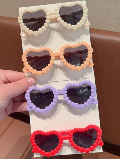 2/4件装 女孩可爱新款花朵爱心儿童时尚眼镜 情人节礼物 开学季礼物，仅展示卡片，不含运费