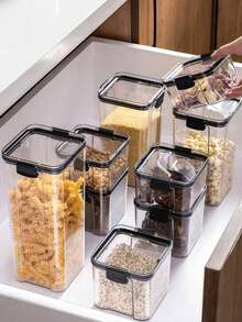 1pc Large Capacity Sealed Food Storage Canister With Lid, Suitable For Storing Dry Goods Such As Grains, Rice, Pasta, Tea, Nuts And Coffee In Kitchen Or Pantry - Multicolor - View 1