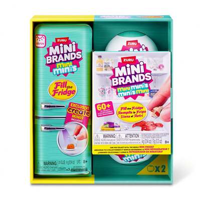 ZURU Mini Brands -Fill The Fridge-Series 1-1PK Fill The Fridge PLAYSET S1 And 2PK INT Capsules S1 Combo