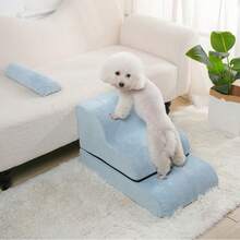 1pc Multi-Functional Pet Climbing Stairs, Removable Sponge Steps, Ramp Ladder For Small Dogs & Cats - Baby Blue - View 3