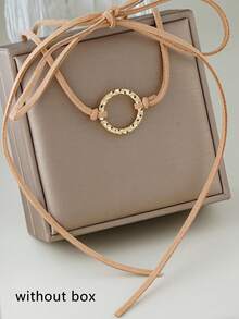 1pc Charming Circular Pendant Necklace, Suitable For Women's Daily, Dating, And Vacation Outfits - Yellow Gold - View 6