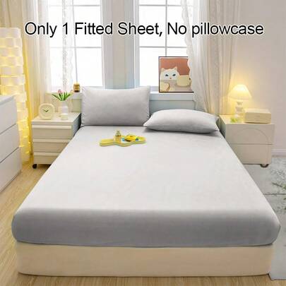 1pc Soft & Breathable White Pattern Fitted Fitted Sheet, Comfortable Mattress Protector For Bedroom, Guest Room And Dorm, Bedding Cover (Pillow Case Not Included)