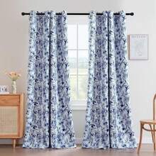 52W X 96L Inch (2 Panels)+French Jouy Flora - Blue