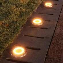 8 LED Solar Powered Stainless Steel Outdoor In-Ground Lights, New Model Lawn Pathway Lights, Waterproof Garden Landscape Lights For Villa - Multicolor - View 2