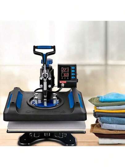 Heat Press Machine, 12 X 15 Inches, Fast Heating, 360 Swing Away Digital Sublimation T-Shirt Vinyl Transfer Printer With Anti-Scald Surface, Canvas Bag, Pillow, Banner, Blue
