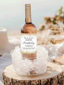 Custom Label For Champagne Bottle Birthday Gift,Customize Text,Gold Confetti Milestone Birthday Wine Label,80 & Fabulous,Custom Birthday Wine,Birthday Champagne Mini Bottle Champagne Bridesmaid Personalized Champagne Gift - Multicolor - View 2