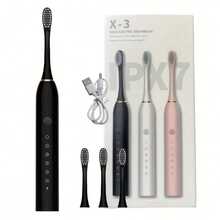Sound Wave Electric Toothbrush With 6 Modes And Intelligent Timer, Rechargeable USB Oral Care For Men And Women, Including Suitable For Sensitive Gums And Teeth - 白色 - 查看 5