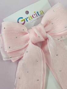 Laço Pontas Organza com Brilho - Rosa Bebê - Visão 5