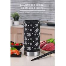 Creative Freestanding Cylindrical Knife Holder, Kitchen Knife Storage Rack - Black and White - View 3
