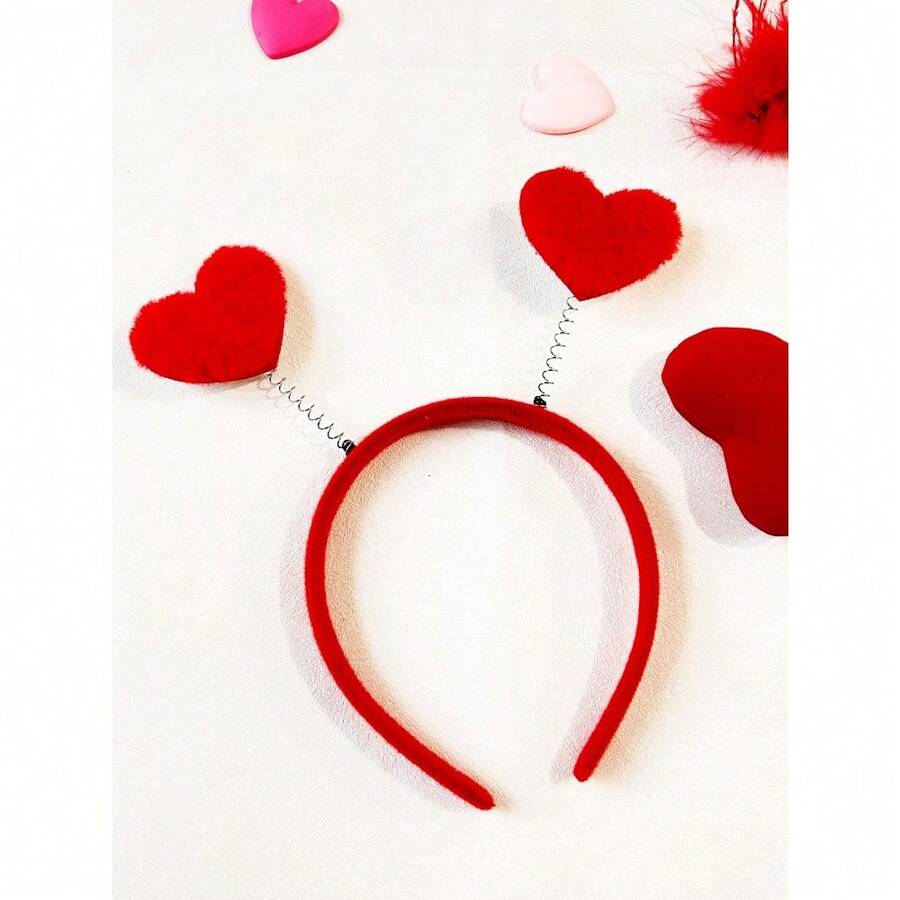 New Valentine's Day Headband Headgear Red Love Atmosphere Dress Up Bachelorette Party Props Hair Accessories - 紅色愛心 - 查看 1