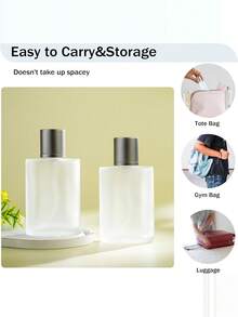 1pc/(100ml, 50ml, 30ml) 3.4 Oz Frosted Glass Spray Bottle Perfume Atomizer, Refillable Perfume Spray Bottle, Empty Bottle, With 2 Spray Nozzles (100ml Frosted Glass), This Refillable Perfume Bottle Is Suitable For Perfume, Cologne, Essential Oils, Air Freshener, Coconut Oil, DIY Sprays, Body Mist And Room Spray. - Multicolor - View 3