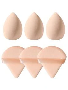 3PCS Triangle Powder Puffs+3PCS Makeup Sponges - Multicolor - View 3