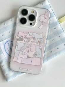 New Fashionable Cute Pink Gradient Sleeping Cat Double Layer Print Compatible With Apple 17 Pro Max, 13/14 Full Coverage, 15 Pro, 16 Pro Max Shock-Proof Phone Case - Multicolor - View 1