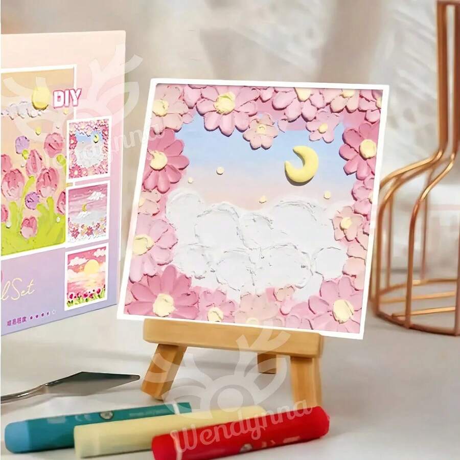 Profesional Art Pintura Pastel Óleo Con Caballete Madera Set