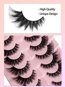 7对浓密蓬松D卷假睫毛套装，新手友好，可重复使用，易于佩戴，旅行必备，随时随地轻松补妆，情人节礼物，完美适用于派对妆容、约会之夜、日常通勤和舞台妆容，是送给女性和美妆爱好者的绝佳礼物。 - 眼尾拉長款 - 查看 4