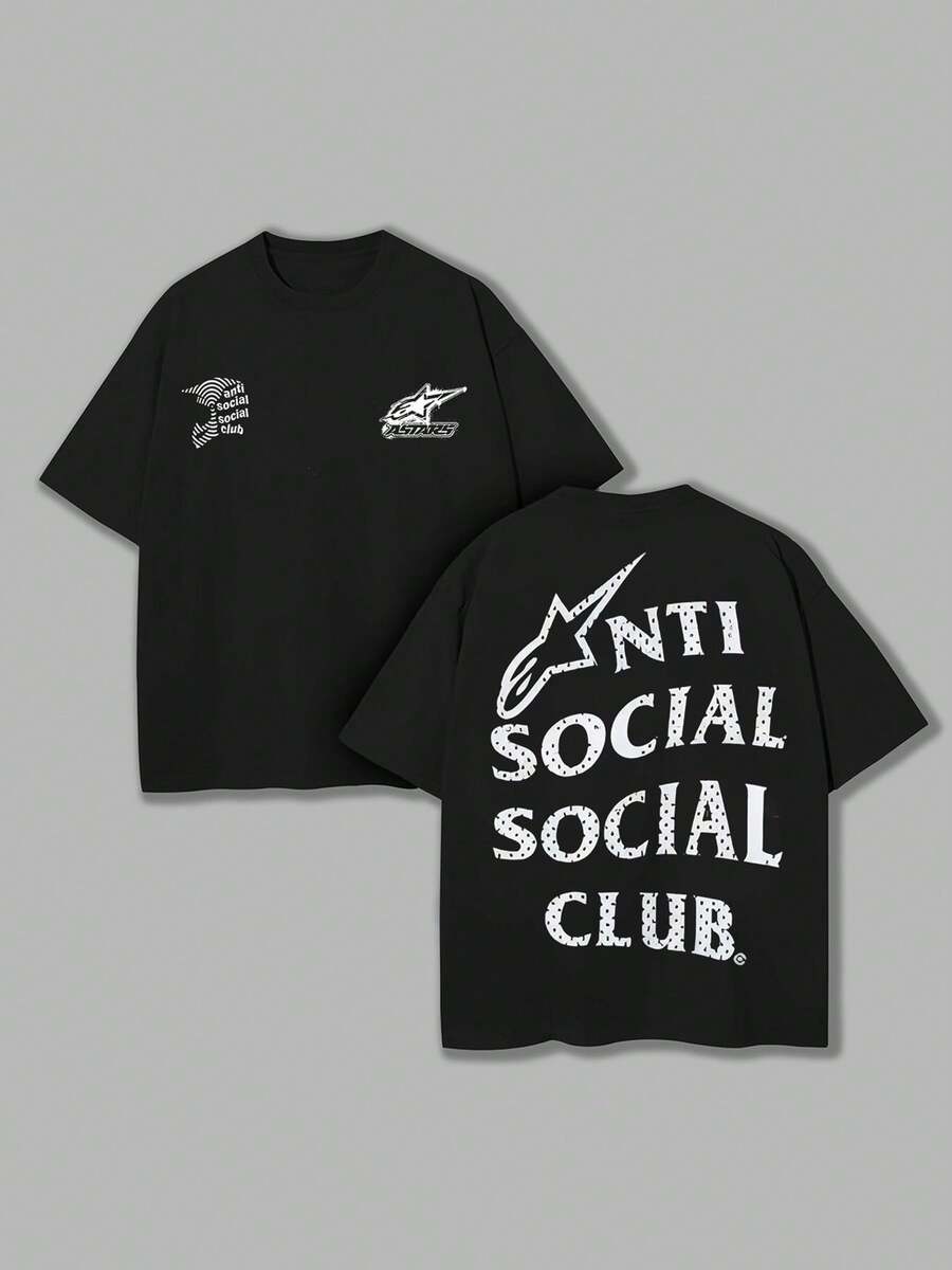 100% Cotton Double-Sided Printed T-Shirts, Social Club Prints, Essential For Easy Wearing In Summer, Micro-Elastic, Breathable, Outdoor Holiday Sports, Gifts For Racing And Beer Lovers. - 黑色 - 查看 1