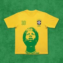 Djavan Brazil T-Shirt, World Cup 2026, Country Of Football, They Say Love Attracts, 100% Cotton, Premium Print - 黃色 - 查看 3
