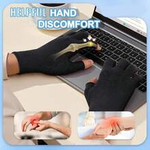 一双防滑压缩手套，适用于手部护理、日常使用、电脑打字、运动护腕，露指拇指设计，男女通用 - 彩色 - 查看 6