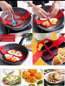 1pc Geometric Pattern Silicone Egg Mold, Round Egg Cooking Mold, Non-Stick Egg Shaper For Breakfast Cooking - Multicolor - View 8