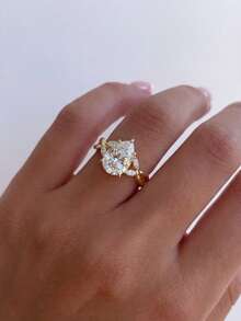 1pc Elegant 925 Sterling Silver Teardrop Cubic Zirconia Ring, Ideal For Women's Daily Wear And As A Couple, Anniversary, Valentine's Day Gift - 交叉水滴 - 查看 1