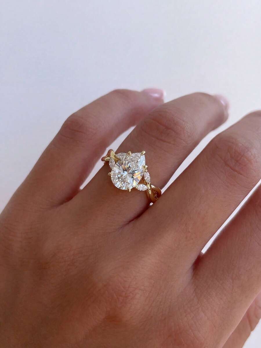 1pc Elegant 925 Sterling Silver Teardrop Cubic Zirconia Ring, Ideal For Women's Daily Wear And As A Couple, Anniversary, Valentine's Day Gift - 交叉水滴 - 查看 1