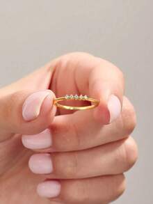 1pc S925 Sterling Silver Engagement/Wedding Ring With Sparkling Diamond Inlay, Romantic & Elegant, Women's Bridal Jewelry Gift - Ring - View 3