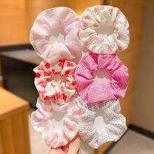 6个可爱碎花纱布装饰发圈，适合作为女孩发饰礼物，可用于扎丸子头和高马尾，返校季必备 - 彩色 - 查看 6