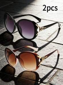 1副/2副复古极简狐狸头街头风男士大框时尚眼镜，适合街头摄影、户外活动 - 彩色 - 查看 11