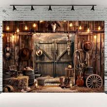 2D 平面西部牛仔背景:简约狂野牛仔主题装饰,适用于派对、生日等场合 - 多用途,无需电源,适用于照相亭和家居装饰 - 1個 - 查看 9