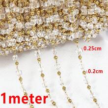 Rantai Stainless Steel Emas 1m dengan Manik Kristal, Cocok untuk Pembuatan Perhiasan Musim Panas, Dapat Digunakan untuk Kalung, Gelang, dan Aksesoris Buatan Sendiri - rantai - View 16