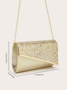AIBBYDAR Damska Torebka Wieczorowa, Złota Modna Damska Torebka Kopertówka z Solidnym Brokatem, Idealna Do Sukienek Wieczorowych, Przenośny Portfel, Kosmetyczka, Odpinany Metalowy Pasek na Ramię, Na Ślub, Tańce, Spotkania, Imprezy - Złoto - Zobacz 9
