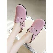 Men's And Women's Suede Clogs Leather Mules Cork Footbed Sandals Potato Shoes With Arch Support, Sandals - 卡其色 - 查看 10