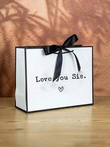 1pc Birthday Party Gift Bag,"Love You Sis" Design,Elegant Foldable Tote With Clip Handle,Premium Sisters Gift Bag - Lightweight Foldable Tote With Ribbon,Custom Wedding Gift Bag, Bridesmaid Gift Box, Bridal Party, Custom Birthday Gift Bag, Wedding Gift Bag, Bridesmaid Gift Bag, Engagement Gift Bag, Party Gift Bag, Ribbon Tie Gift Bag, Graduation Gift Bag,Home Harmony - Multicolor - View 8